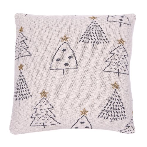 Baumier cream cushion with black fir trees 
