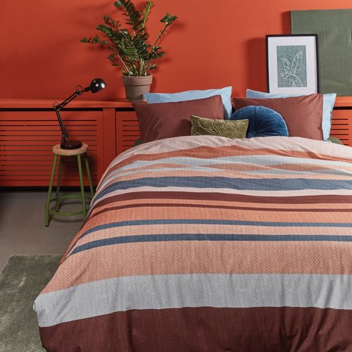 Ambre blue, pink and burgundy striped duvet cover