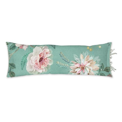 Bouquet oblong sage decorative pillow with peonies