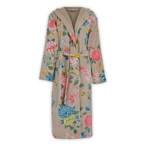 Good evening khaki multicoloured floral bathrobe