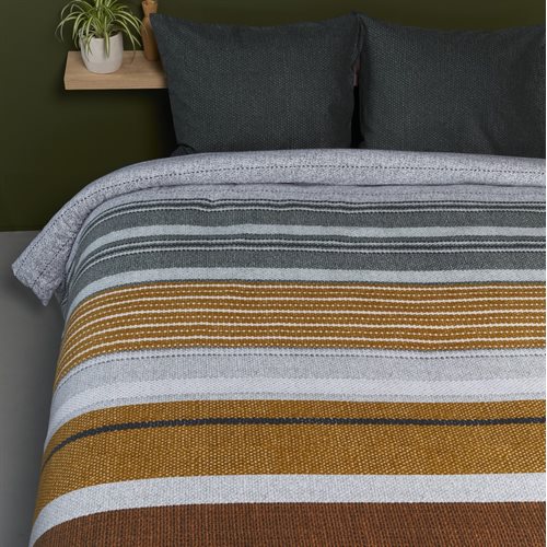 Geppetto green striped flannel duvet cover