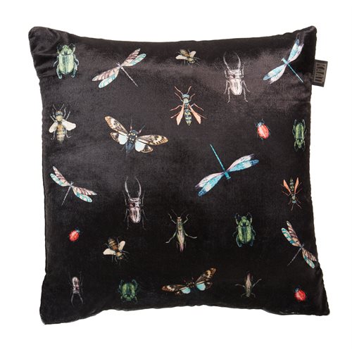Insects black decorative pillow