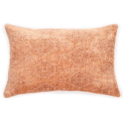 Toro oblong terracotta jacquard velvet decorative pillow 