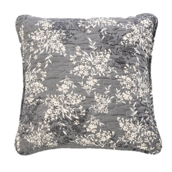 Adele grey flowered decorative pillow cover