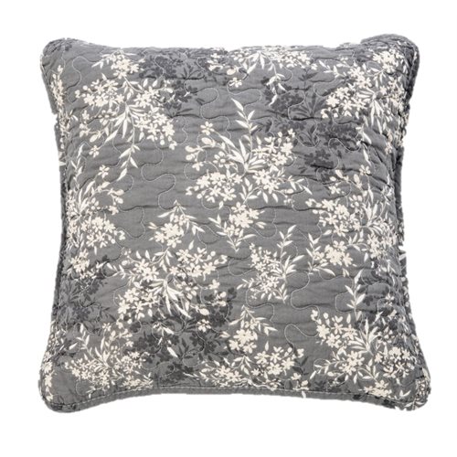 Adele grey flowered cushion cover