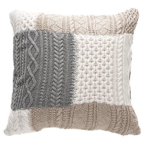 Bichon knit patchwork decorative pillow
