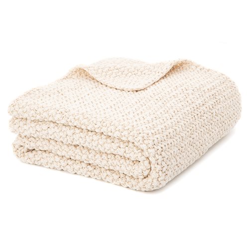 Bulky natural knitted throw 