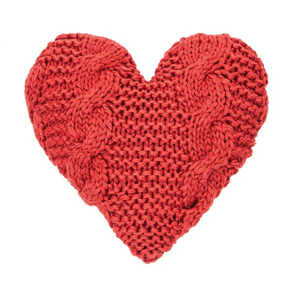 Coussin cœur en tricot rouge Cinnamon