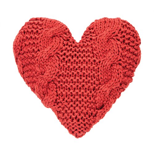 Coussin cœur en tricot rouge Cinnamon
