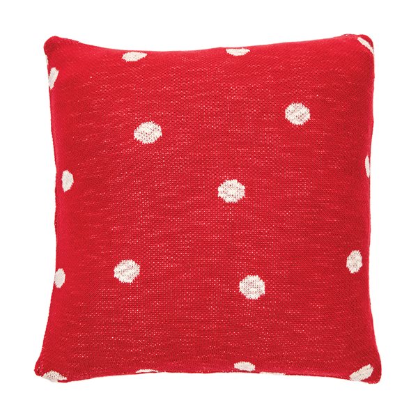 Confettis red decorative pillow with white polka-dots 