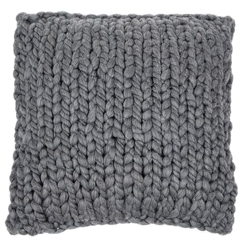 Cocooning chunky knitted charcoal decorative pillow 