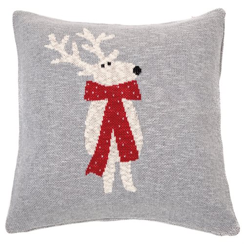 Cyril grey decorative pillow with a deer