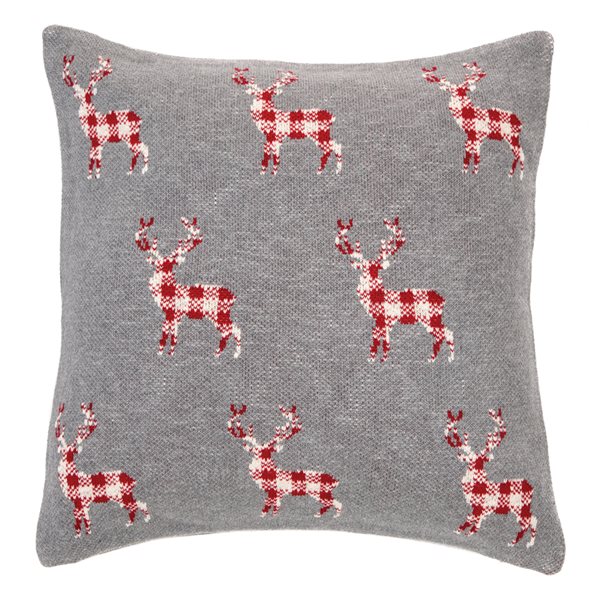 Louison grey decorative pillow with deer
