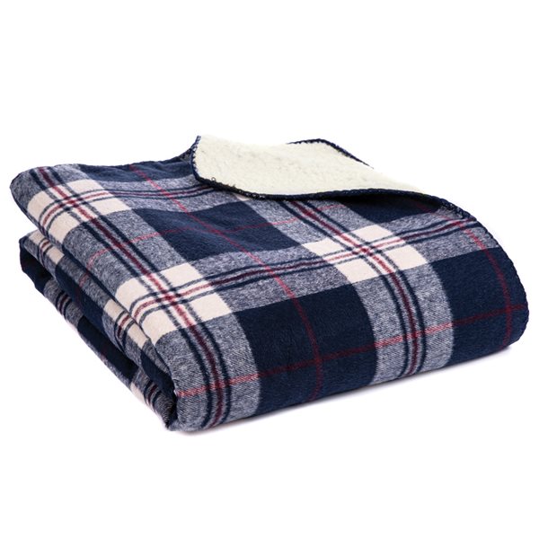 Lumberjack plaid navy and red throw