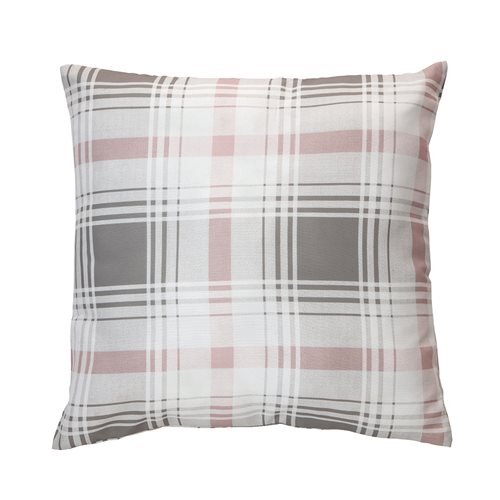 Pique-Nique pink and grey plaid decorative pillow 
