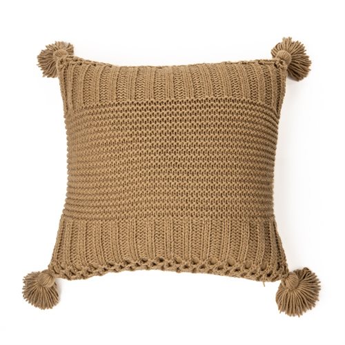 Coussin en tricot taupe Shawn 