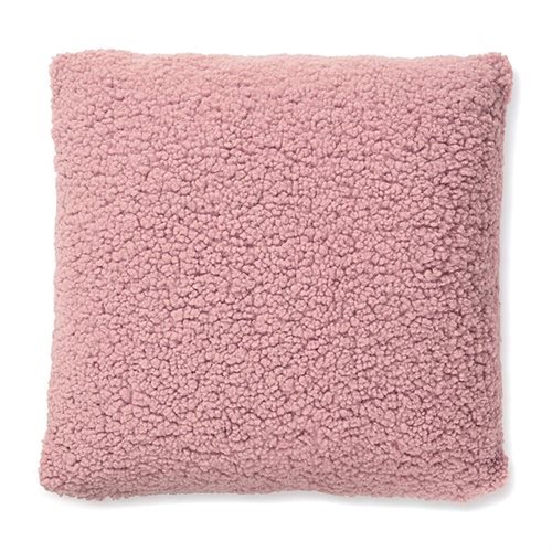Coussin rose effet mouton Sherpa 