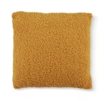 Coussin ocre effet mouton Sherpa 