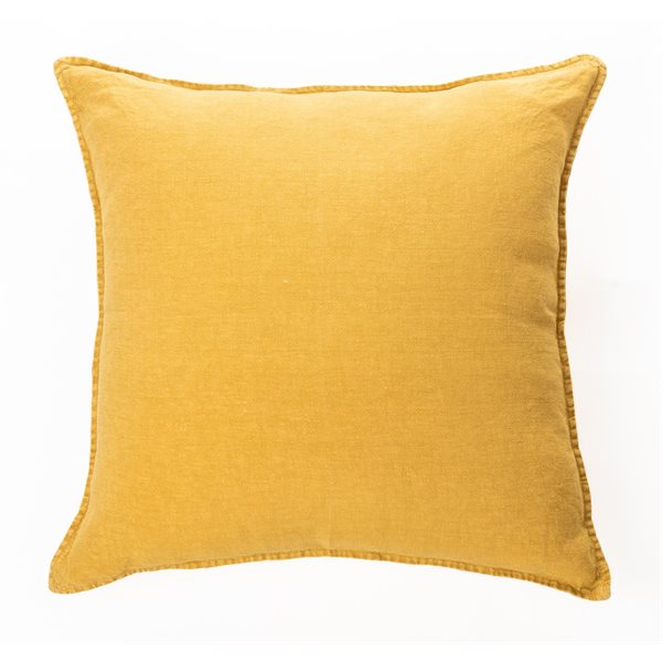 Linen Stone Wash mustard cushion 18 x 18